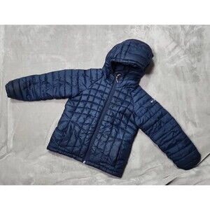 Columbia Youth Size XS (5/6) Hooded Blue Puffer Jacket Coat Quilted Full Zip